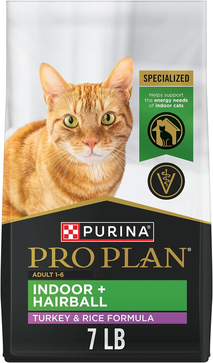 Purina Pro Plan Hairball Management, Indoor Cat Food, Turkey and Rice Formula - 7 Lb. Bag1