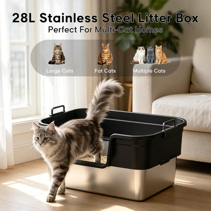 Litter Box,Extra Large Cat Litter Box, Enclosed Design Prevents Scatter, 30° Angled Filter Plate, Leak-Proof, Includes Cat Litter Mat & Metal Scoop3
