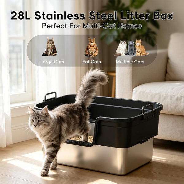 Litter Box,Extra Large Cat Litter Box, Enclosed Design Prevents Scatter, 30° Angled Filter Plate, Leak-Proof, Includes Cat Litter Mat & Metal Scoop3