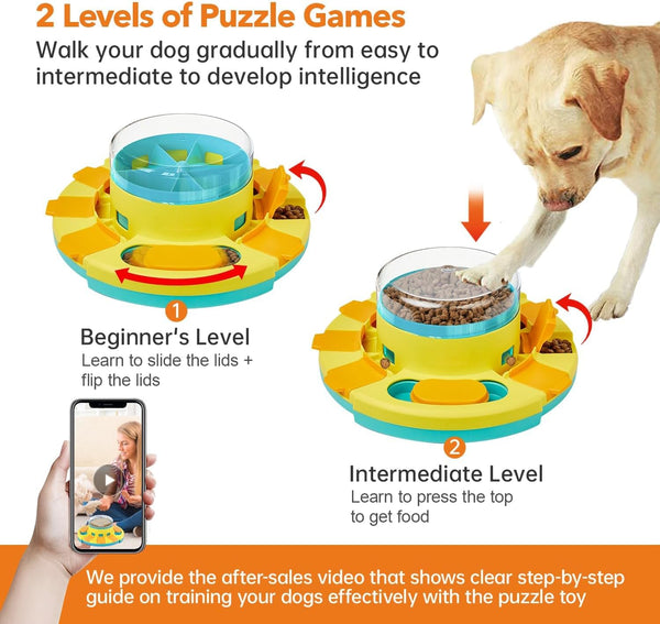 Potaroma Dog Puzzle Toy 2 Levels, Slow Feeder, Pup Food Treat Feeding Dispenser for IQ Training and Entertainment for All Breeds 4.2 Inch Height | Pup IQ Training and Entertainment for All Breeds 4.2 Inch Height4