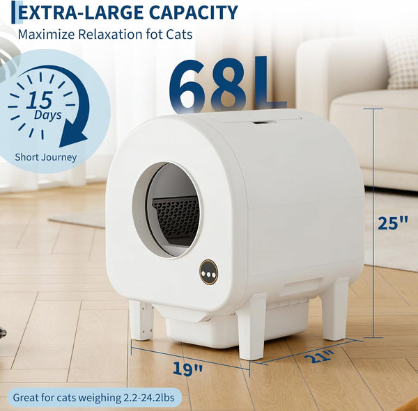 Garvee Self-Cleaning Cat Litter Box, Automatic Smart Pet Litter Box, Large Capacity for Multiple Cats, Wifi-Enabled App Control with Safety Sensors W/Garage Bags | Multiple Cats Available, Large Capacity, Wifi-Enabled App Control W/Safety Sensors W/ Garage Bags2