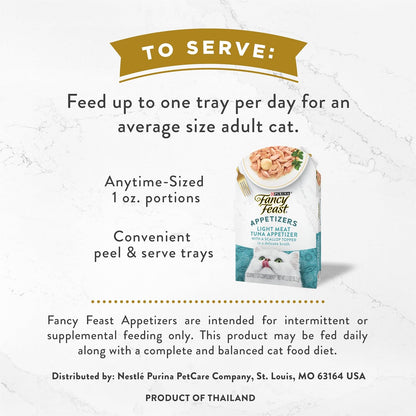 Purina Fancy Feast Appetizers, Tuna with Scallop Topper, 1.1 Oz, 10-Pack | Flavorful Lickable Grain-Free Wet Cat Food Topper, Made with High-Quality Protein in a Delicate Broth7
