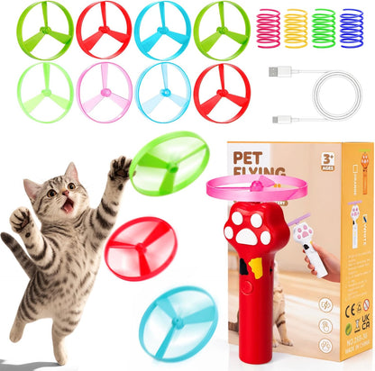 BABORUI Cat Toy Disc Launcher, Rechargeable Interactive Cat Fetch Toy Launcher with 8 Flying Discs, Flying Enrichment Toys for Indoor Bored Kittens & Adult Cats (Yellow)14