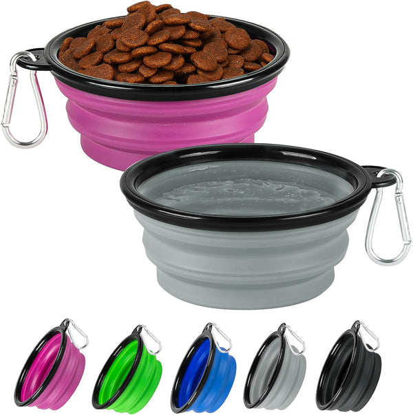 Collapsible Dog Bowl Large 34Oz, Travel Dog Water Bowl Portable | 2 Pack, 2 Carabiner Clips, Silicone Travel Dog Bowl Foldable, Feeding Watering Dish Bowl, for Parking, Walking, Camping10