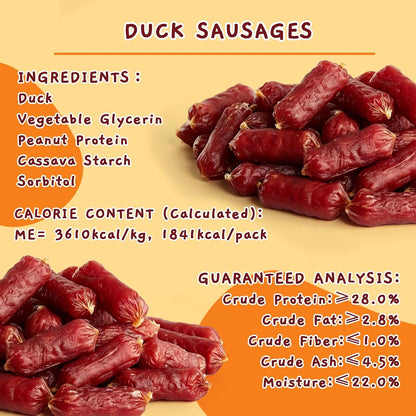 Jungle Calling 66-Count Soft Duck Sausage Treats for Small & Medium Dogs | Slow Roasted Chewy Duck Jerky, Low Fat Bite-Sized Training Treats, Soft Treats for Senior Dogs, Easy to Chew & Digest, 18 Oz5
