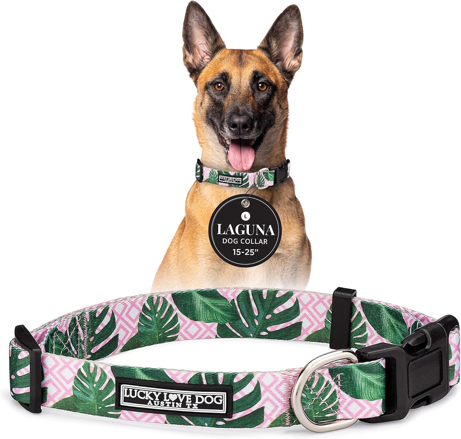 lucky-love-dog-easy-click-buckle-dog-collar-with-leash-set-combo-durable-comfortable-for-male-female-dogs-pet-collar-for-medium-dogs-secure-fit-blackbird-combo-medium