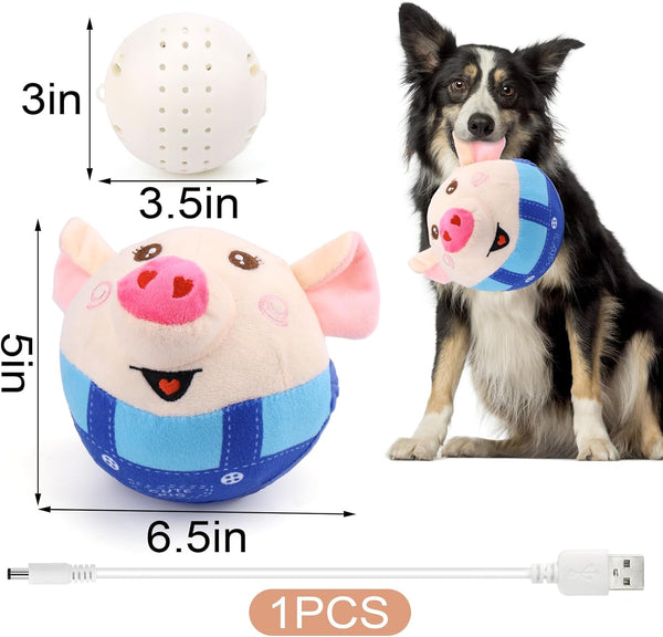 BABORUI Interactive Dog Toys Pig, Jumping Squeaky Dog Toys with Recording and Music Modes, Rechargeable Moving Dog Chew Toys for Small/Medium/Large Dogs to Keep Them Busy(Blue Pig)5