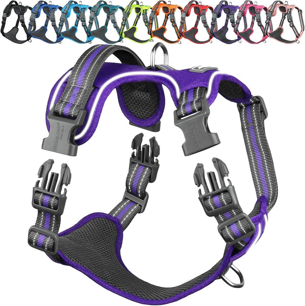VIVAGLORY No Pull Dog Harness Vest Harness, L, Orange - Patterned | with Handle Front and Back Clip for Training & Pulling, No Pull & Escape Proof Padded Adjustable for Pet Puppy15