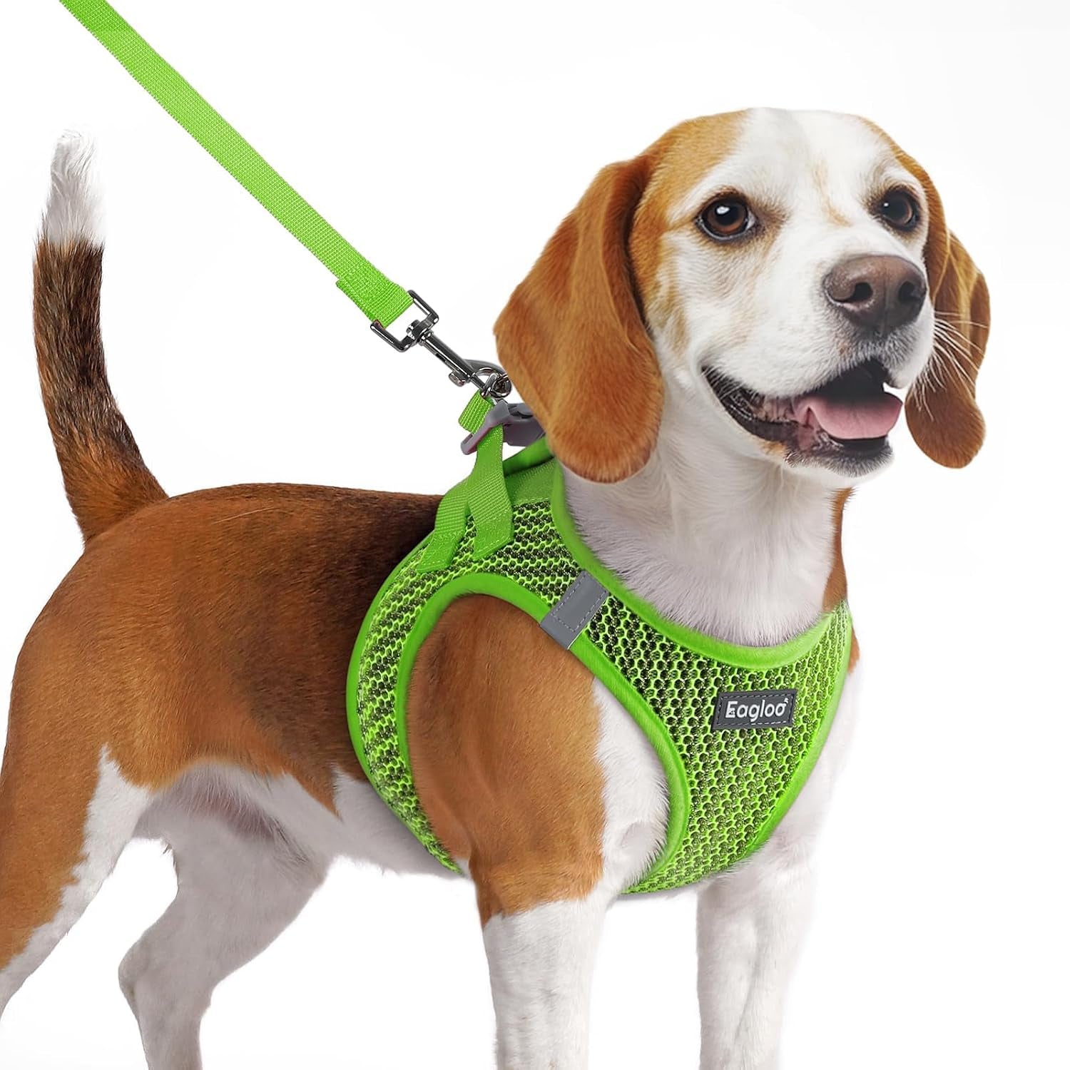 eagloo-small-dog-harness-and-leash-set-step-in-small-sized-puppy-pet-vest-light-soft-breathable-air-mesh-easy-on-and-off-with-hook-loop-reflective-for-safe-walking-pink-s