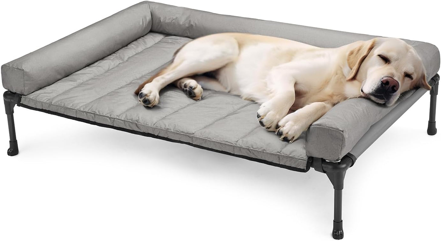 veehoo-outdoor-elevated-dog-bed-with-waterproof-bolster-cushion-cooling-raised-dog-bed-with-removable-washable-mat-topper-breathable-mesh-dog-couch-cot-for-indoor-outdoor-42-large-black