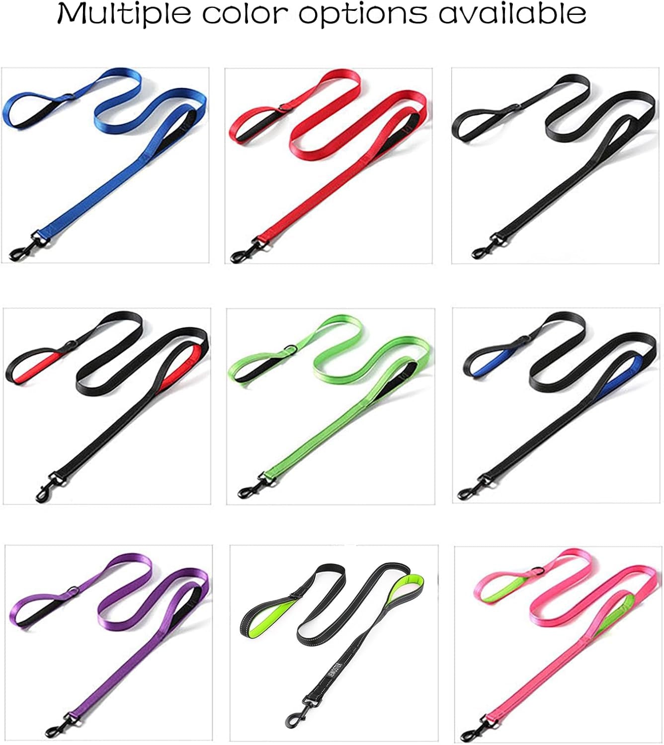 heavy-duty-dog-leash-2-handles-by-padded-traffic-handle-for-extra-control-6foot-long-perfect-for-medium-to-large-dogs-6-ft-black
