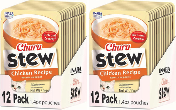 INABA Churu Stew for Cats, Side Dish Pouch with Vitamin E, 1.4 Ounces per Pouch, 12 Pouches, Chicken & Seafood Variety16