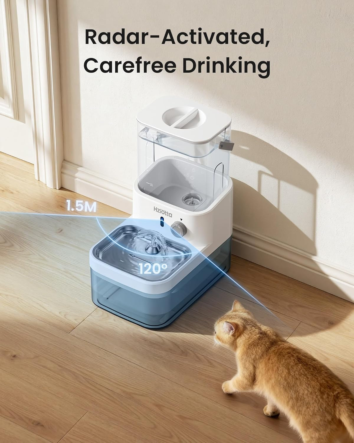 wastewater-separation-cat-water-fountain-no-filter-pump-wireless-stainless-steel-indoor-outdoor-pet-use-save-56-year-radar-sense-3l-2-7l-dual-tanks-4000mah-battery-30db-time-setting