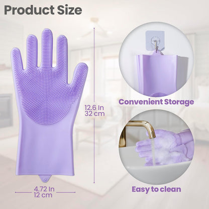 Silicone Pet Grooming Gloves Dog Washing Gloves for Bathing, 1 Pair Purple | 3000 Soft Silicone Bristles, 5-Finger Flexible, Gently Massages & Removes Fur, Non-Slip, Easy Clean, for Dogs/Cats/Horses6