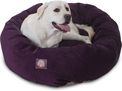 Majestic Pet 40 Inch Micro Velvet Calming Dog Bed Washable – Cozy Soft round Dog Bed with Spine for Head Support - Fluffy Donut Dog Bed 40X29X9 (Inch) – round Pet Bed Large – Pearl10