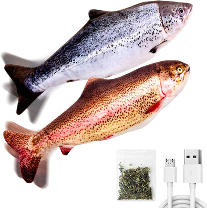 TOOGE 2 Pack 9" Floppy Fish Cat Toys with Silvervine and Catnip for Indoor Cats for Small Dogs Interactive Automatic Flopping Fish Cat Kicker Toys for Cats Puppy Small Dog8