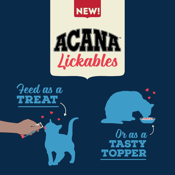 ACANA Lickables Cat Treats Variety Pack .5Oz. Tubes (8 Ct., 2 of Each) | High Protein, Skin & Coat, Immune Support5