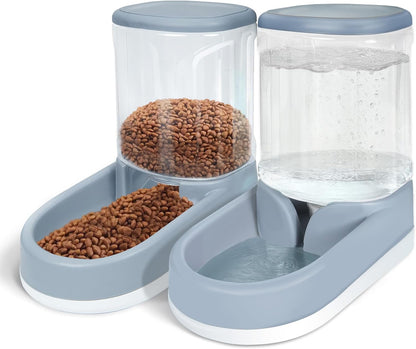 MOLOPARTY Automatic Dog Cat Feeder and Water Dispenser Gravity Food Feeder and Waterer Set with Pet Food Bowl for Small Medium Dog Puppy Kitten, Large Capacity 1 (Pet Feeder and Waterer Set)1