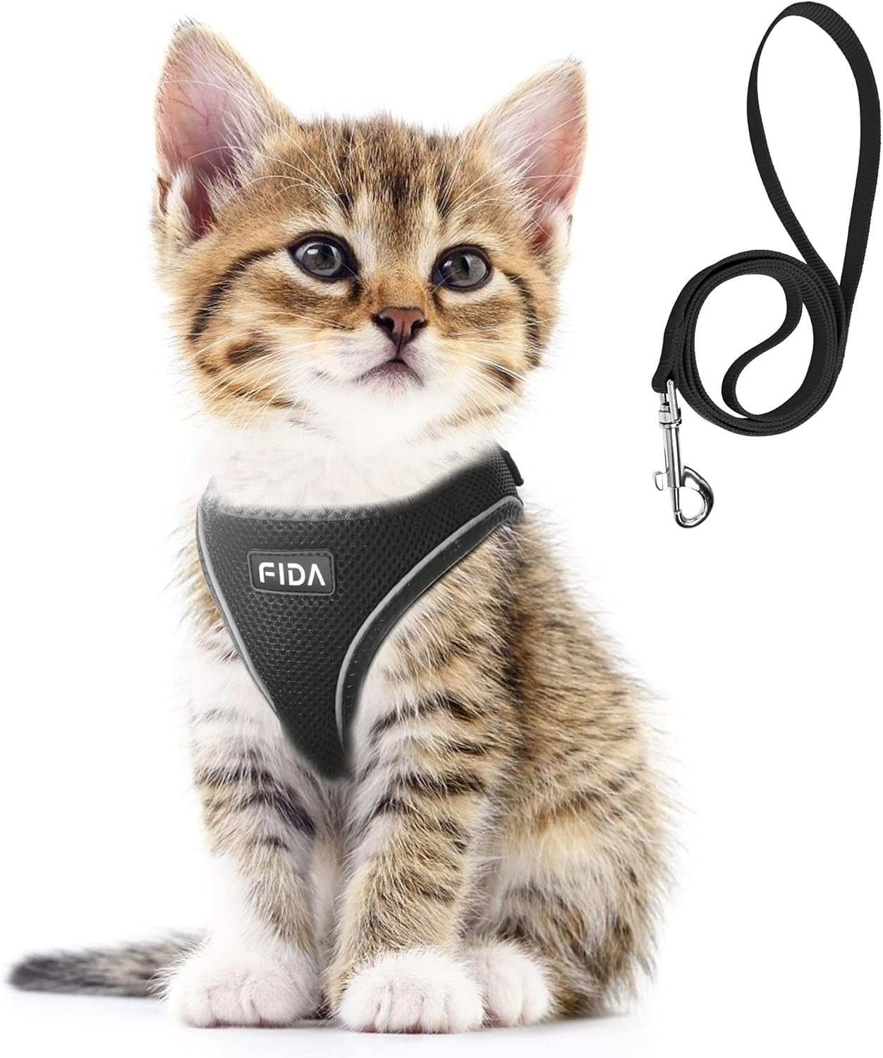 fida-cat-harness-and-leash-set-for-walking-kitten-and-puppy-escape-proof-kitten-harness-with-breathable-lightweight-soft-mesh-adjustable-reflective-step-in-design-xxxs-pink