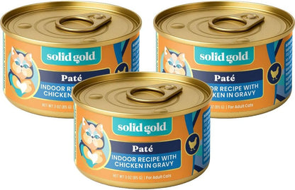 Solid Gold Wet Cat Food Pate for Indoor Cats - Healthy Canned Cat Food Pate W/Real Chicken, Omega Fatty Acids, Vitamins & Minerals - Grain Free & Gluten Free Can Meals for Cats & Kittens - 24Ct/3Oz26
