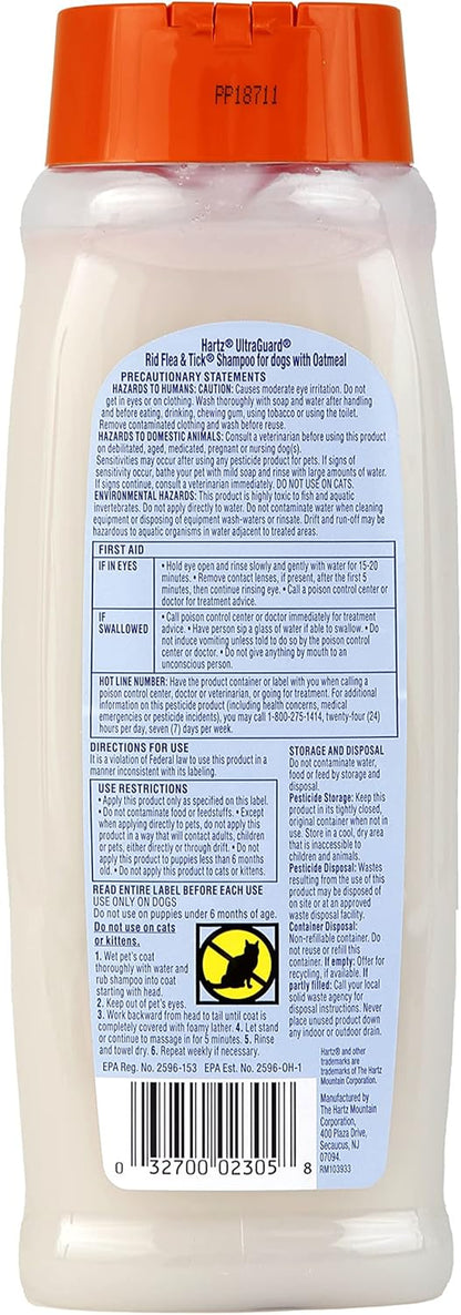 Hartz Ultraguard Rid Flea & Tick Oatmeal Dog Shampoo, 18 Oz Bottle2