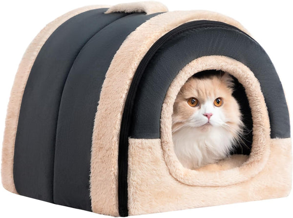 Hollypet Cat Bed Cave for Indoor Cats for Pets up to 15 Lbs, Pineapple | Warm Cat Bed Cats Cave Condo, Covered Kitty House with Removable Washable Cushion, Cozy Enclosed Pet Bed for Small Dogs12