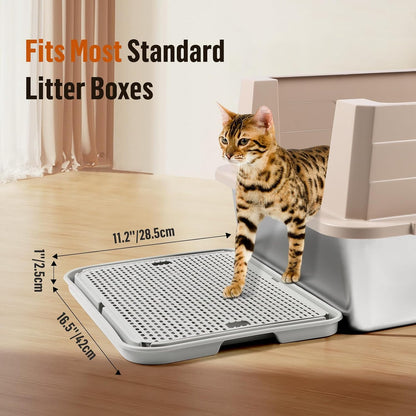 Large Cat Litter Box Step Mat, 16.5"X11.2" Cat Ramp Stairs, Cat Litter Catcher for Self-Cleaning Litter Box, Cats Pedal Step Stool Ideal for Kitten & Older Cats (Light Grey)2