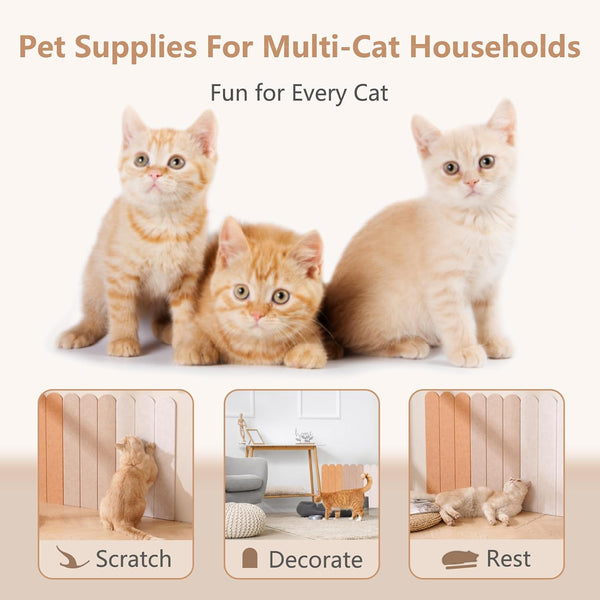 Cat Wall Scratcher, Scratching Pads, 3-Panel 0.35" Thick Felt, Scratching Post Alternative Self-Adhesive Cat Scratch Mat for Sofa/Door/Wall (Longan Yellow)7