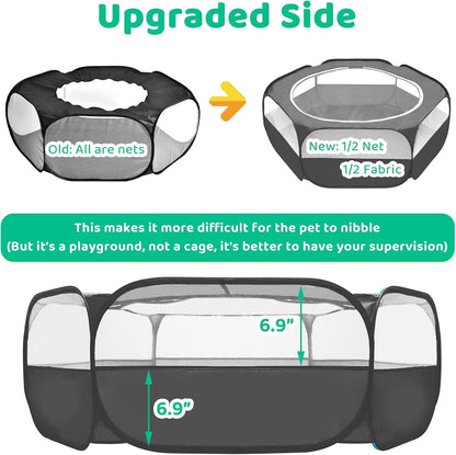 Amakunft Small Animal Pop-Up Playpen with Mesh Cover, 47'' X 23.6'' X 15'' Chicken Brooder Box, Play Pen Indoor Outdoor for Guinea Pigs, Bunny, Rabbits, Ferrets, Chinchillas, Kittens | Indoor/Outdoor, Water-Resistant, Chicken Brooder, Travel Playpen for Rabbits, Ferrets, Hamsters and Kittens5