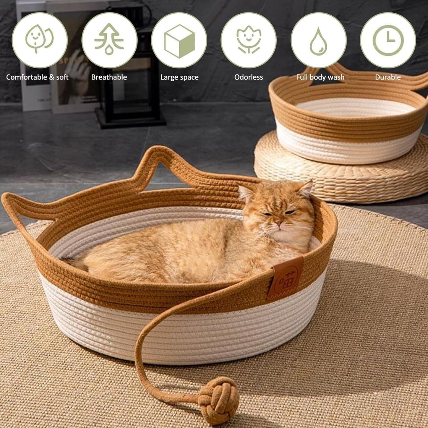 handwoven-cotton-rope-cat-bed-breathable-easy-to-clean-foldable-scratchable-hammock-with-cat-ear-design-with-a-playing-ball-for-kittens-large-brown