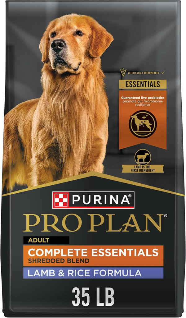 Purina Pro Plan Complete Essentials Shredded Blend Lamb and Rice High Protein Dog Food with Probiotics for Dogs - 35 Lb. Bag1