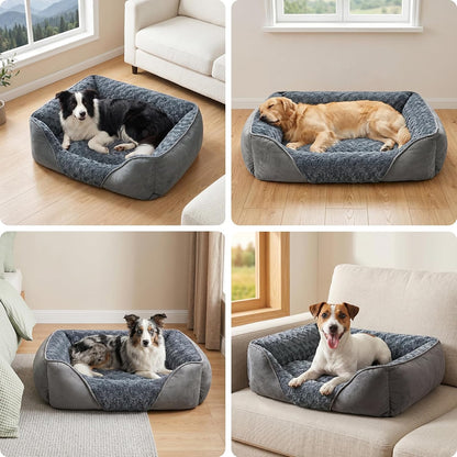 INVENHO Rectangle Washable Orthopedic Dog Bed for Small, Medium and Large Dogs, Soft Calming, Sleeping Puppy Bed Durable Pet Cuddler with Anti-Slip Bottom, S (20"X19"X6")9
