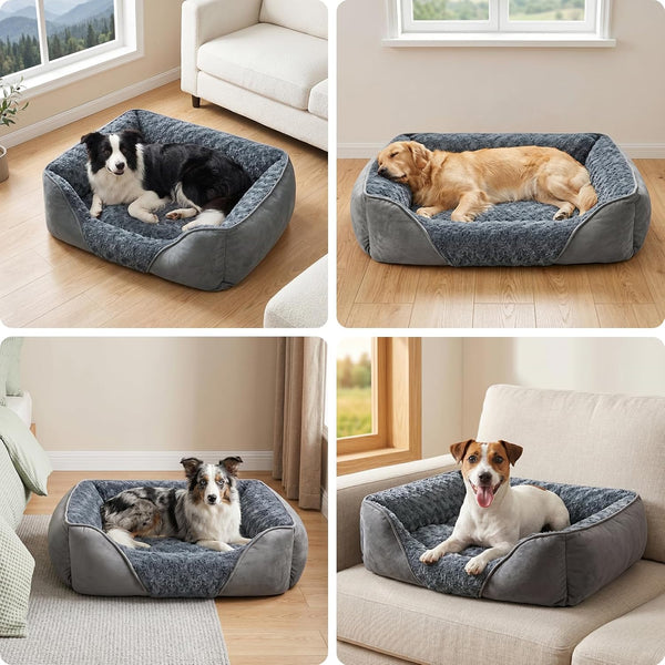 INVENHO Rectangle Washable Orthopedic Dog Bed for Small, Medium and Large Dogs, Soft Calming, Sleeping Puppy Bed Durable Pet Cuddler with Anti-Slip Bottom, S (20"X19"X6")9