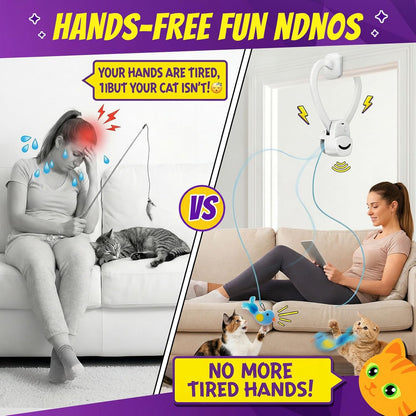 Interactive Cat Toys for Indoor Cats: Automatic Flying Bird Feather Wand Chase Exercise Enrichment Stimulation, USB Rechargeable Durable Safe Hanging Toy for Bored Kittens Adult Multi Cat Households3