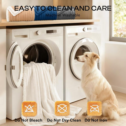 Luciphia Waterproof Dog Blanket for Large Dogs Ultra-Soft Calming Cut Pile Flannel Throw Durable & Warm Furniture Protection for Couch Bed Pet Human Blanket Machine Washable Soft White,Xl(85''X57'')7