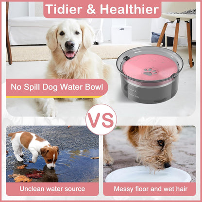 2L Dog Water Bowl Large Capacity Slow Water Feeder, No Spill Dog Bowl Splash Proof Pet Water Dispenser,Vehicle Carried Travel Water Floating Bowl for Dogs/Cats/Pets (Pink)7