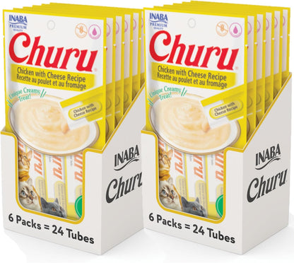 INABA Churu Cat Treats, Grain-Free, Lickable, Squeezable Creamy Purée Cat Treat/Topper with Vitamin E & Taurine, 0.5 Ounces Each Tube, 4 Tubes, Tuna with Salmon Recipe19