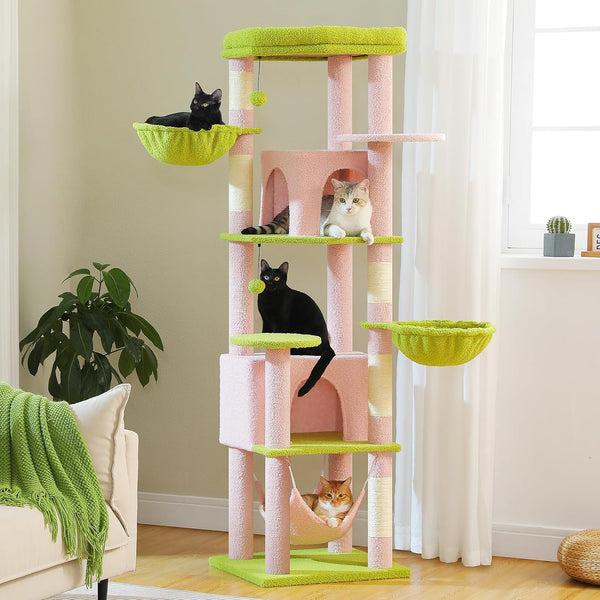 MUTTROS Mushroom Cat Tree Tower with Removable Scratcher, Large Hammock, Condo, Perch, 3 Sisal Posts – Multi-Level Cat Tree for Indoor Cats, Cute Cat Tower for Small Space Homes24