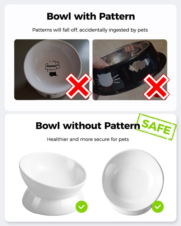 Loejan Elevated Cat Food Bowl, 5 Oz Ceramic Raised and Tilted Water Bowl, anti Vomiting and Protect Pets' Spines Dishes for Small Dog, Fat Faced Cat, Kitten (White, 1 Pack)3