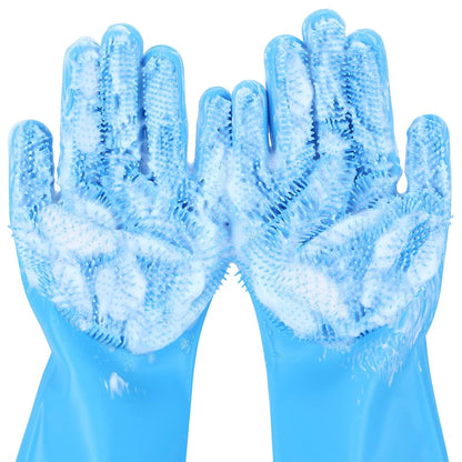 Pecute Silicone Pet Grooming Gloves for Washing Cats Dogs Bath Brush | 3,000 Soft Bristles, Gentle Massage & Deshedding, Dishwasher Safe, for Large/Thick Coats, Home/Car Cleaning1