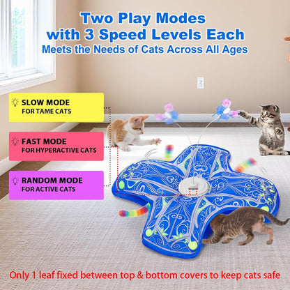 Interactive Cat Toys for Indoor Cats,[Newly Upgraded] Rechargeable Touch Activated Hide and Seek Kitten Toys for Bored Indoor Adult Cats with Fluttering (Blue)4