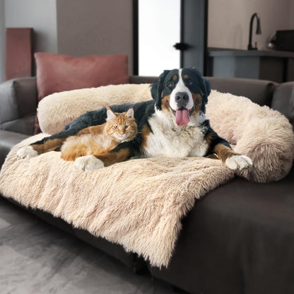 Calming Dogs/Cats Bed Mats, Dog Pad Washable Removable Couch Cover, Plush Long Fur Mat for Pets, Waterproof Lining, Perfect for Small, Medium and Large Dogs and Cats (Gradient Gray, 36"X31")12
