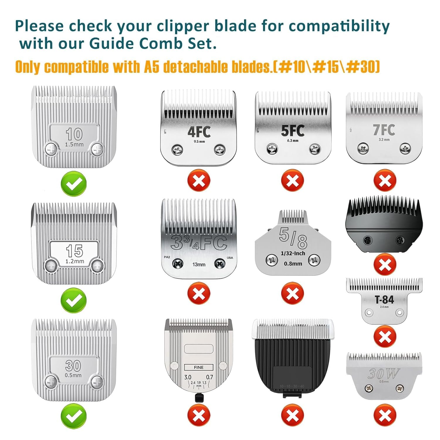 professional-animal-stainless-steel-comb-set-for-a5-style-detachable-blade-clippers-snap-on-size-10-15-30-for-pets-dogs-cats-and-horses-not-compatible-with-5-in-1-blades-snap-on-size-10-15-30-for-pets-dogs-cats-and-horses-not-compatible-with-5-in-1-blades