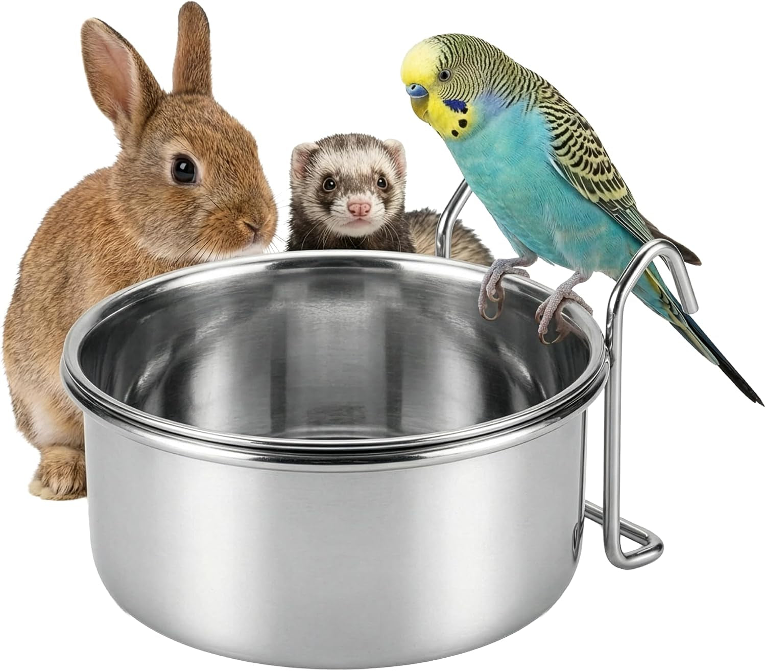 spot-stainless-steel-mini-coop-cup-with-wire-hooks-10-oz-small-pet-food-water-bowl-rust-resistant-easy-to-clean-attaches-to-cages-for-birds-parrots-rabbits-ferrets-rats-small-pets