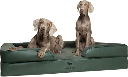 NOAH & PAW Large Dog Bed, 35X25X11 Inch, Orthopedic Dog Beds, Eggshell Memory Foam Infused with Cooling Gel, Inner Cover, Water Resistant, Machine Washable (Faux Leather)15