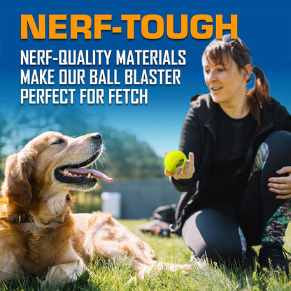 Nerf Dog Tennis Ball Blaster Dog Toy Gift Set, Tennis Ball Dog Fetch Toy Launches up to 50 Ft, Dog Ball Thrower for All Breeds Includes Translucent Blue Tennis Ball Launcher and 3 Dog Tennis Balls4