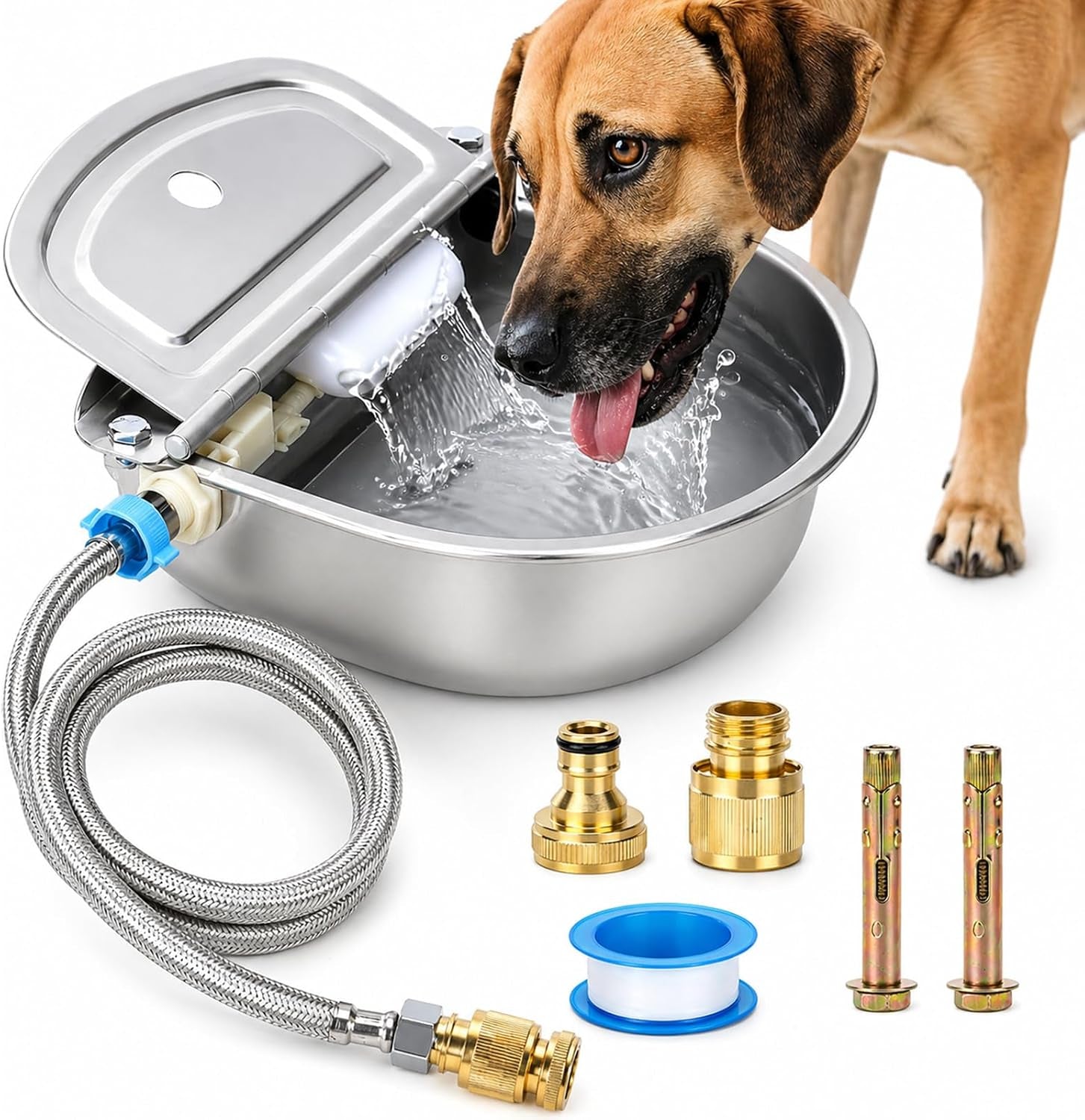 fhtonge-304-stainless-steel-automatic-dog-water-bowl-dispenser-with-outfall-float-valves-auto-fill-wall-mounted-dog-waterer-for-outdoor-big-dog-livestock-poultry-horse-cow-goat-pig-chicken-duck-rabbit