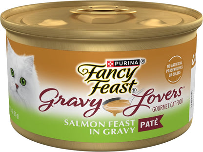 Purina Fancy Feast Gravy Lovers Salmon Feast Pate in Wet Cat Food Gravy - (Pack of 24) 3 Oz. Cans1