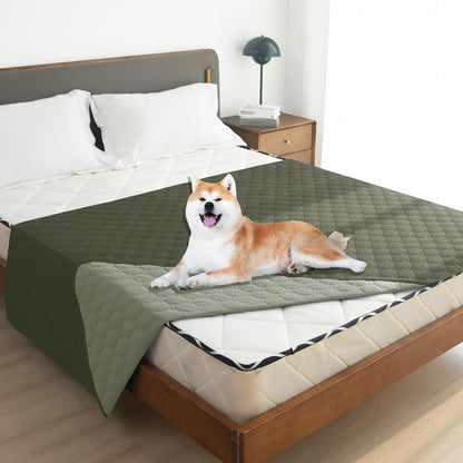 Gogobunny 100% Double Sided Waterproof Dog Blanket Soft Pet Bed Cover Reversible Protect Furniture Couch Sofa Car for Puppy Large Dog Cat (Dark Olive/Light Olive, 52X82 Inch (Pack of 1))2