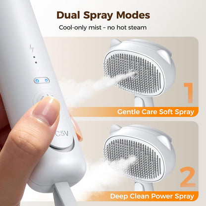 Self Cleaning Shedding Steam Cat Brush, Silicone Scraper Included | Dog Brush, Primecat, Cat Brushes for Shedding, USB Rechargeable, for Grooming & Haired Pets, Dogs & Cats, White7